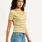 Women's Striped Yellow Scoop Neck Top - Side View