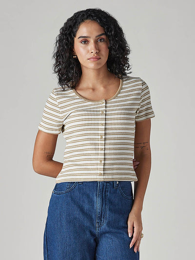 levi's Women's Striped Cream Round Neck Top-picture-12