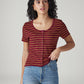 Women's Striped Maroon Round Neck Top - 20 View