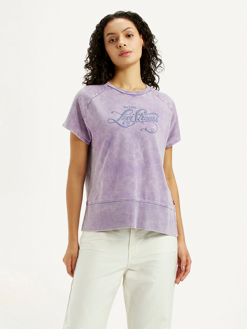 Women's Brand Logo Purple Relaxed Fit T-shirt