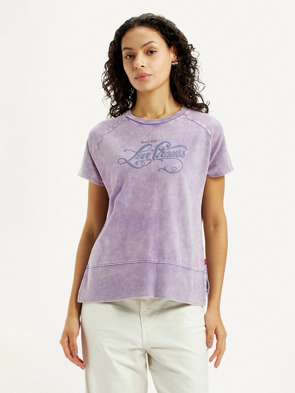 Women's Brand Logo Purple Relaxed Fit T-shirt - Front View