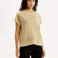 Women's Brand Logo Beige Relaxed Fit T-shirt - Styleshot View