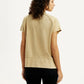 Women's Brand Logo Beige Relaxed Fit T-shirt - Back View