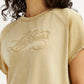 Women's Brand Logo Beige Relaxed Fit T-shirt - Detail View