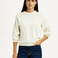 Women's Embroidered Cream Crew Neck Top - Styleshot View