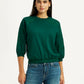 Women's Embroidered Dark Green Crew Neck Top - Styleshot View