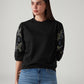 Women's Black Regular Fit Embroidery Top - Styleshot View
