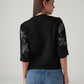 Women's Black Regular Fit Embroidery Top - Back View