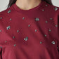 Women's Embellished Maroon Crew Neck Top - 20 View