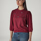 Women's Embellished Maroon Crew Neck Top - 20 View