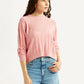 Women's Jacquard Pink Crew Neck Sweater - Styleshot View