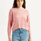 Women's Jacquard Pink Crew Neck Sweater - Front View