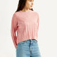 Women's Jacquard Pink Crew Neck Sweater - Side View