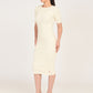 Women's Textured Cream Round Neck Dress - side View