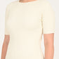 Women's Textured Cream Round Neck Dress - detail View