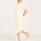 Women's Textured Cream Round Neck Dress - 6 View