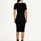Women's Solid Black Boat Neck Dress - Back View