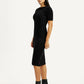 Women's Solid Black Boat Neck Dress - Side View