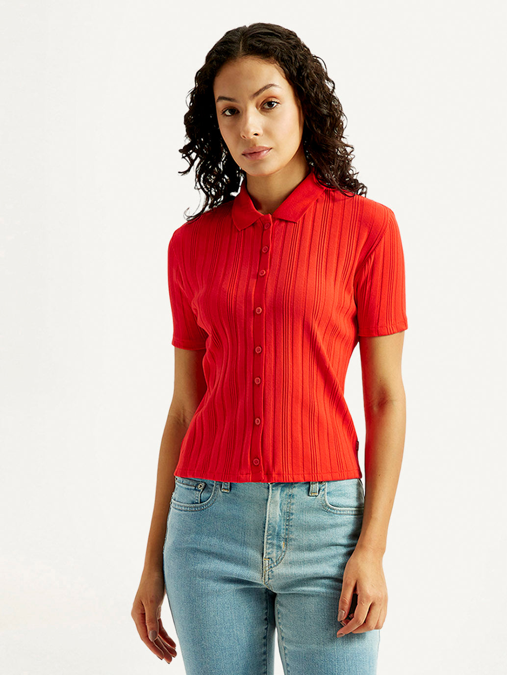 Women's Textured Slim Fit Shirt - Front View