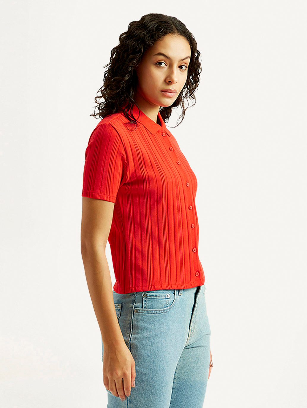 Women's Textured Slim Fit Shirt - Side View