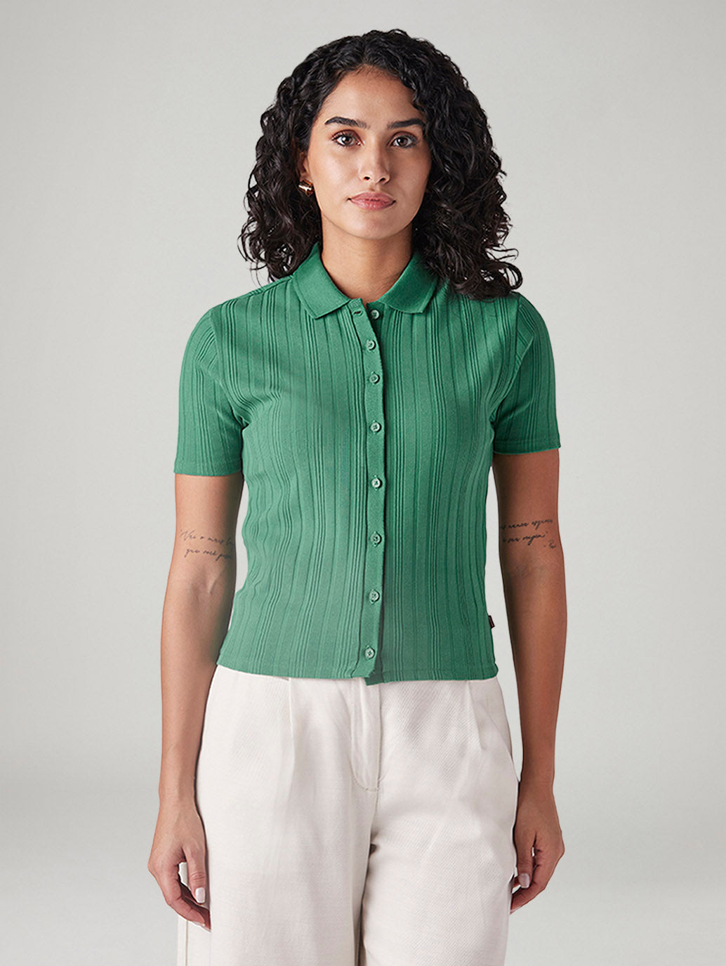 Women's Textured Slim Fit Ribbed Shirt