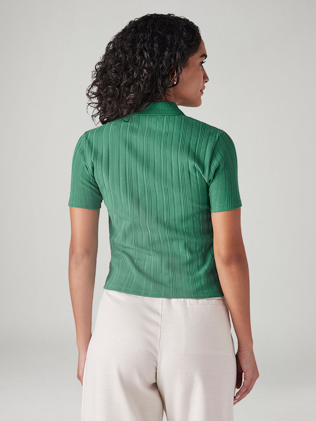 Women's Textured Slim Fit Ribbed Shirt - Back View