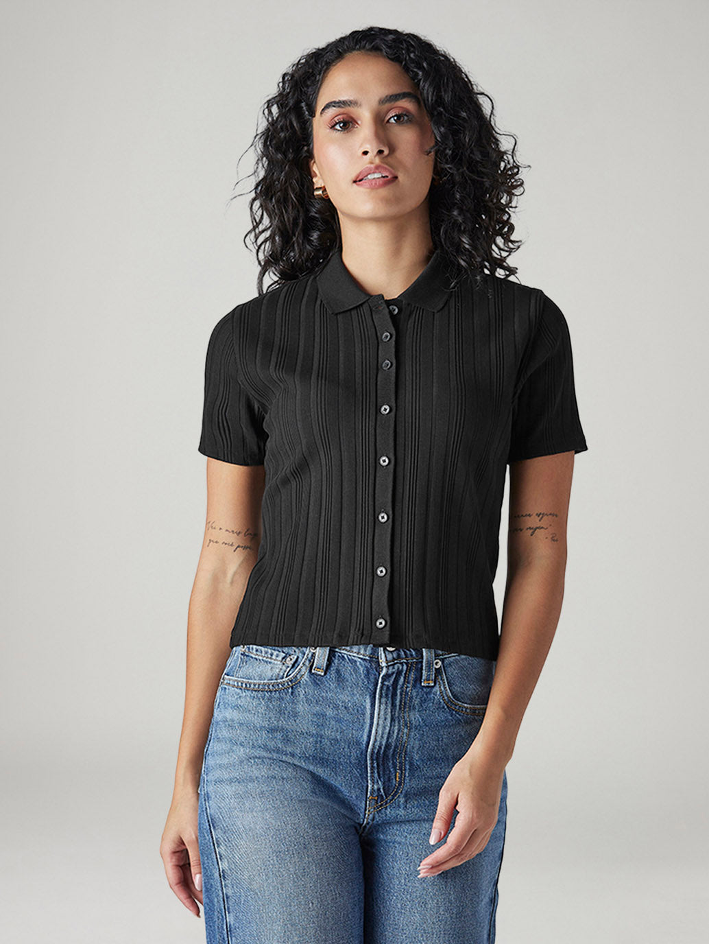 Women's Textured Slim Fit Ribbed Shirt - Front View