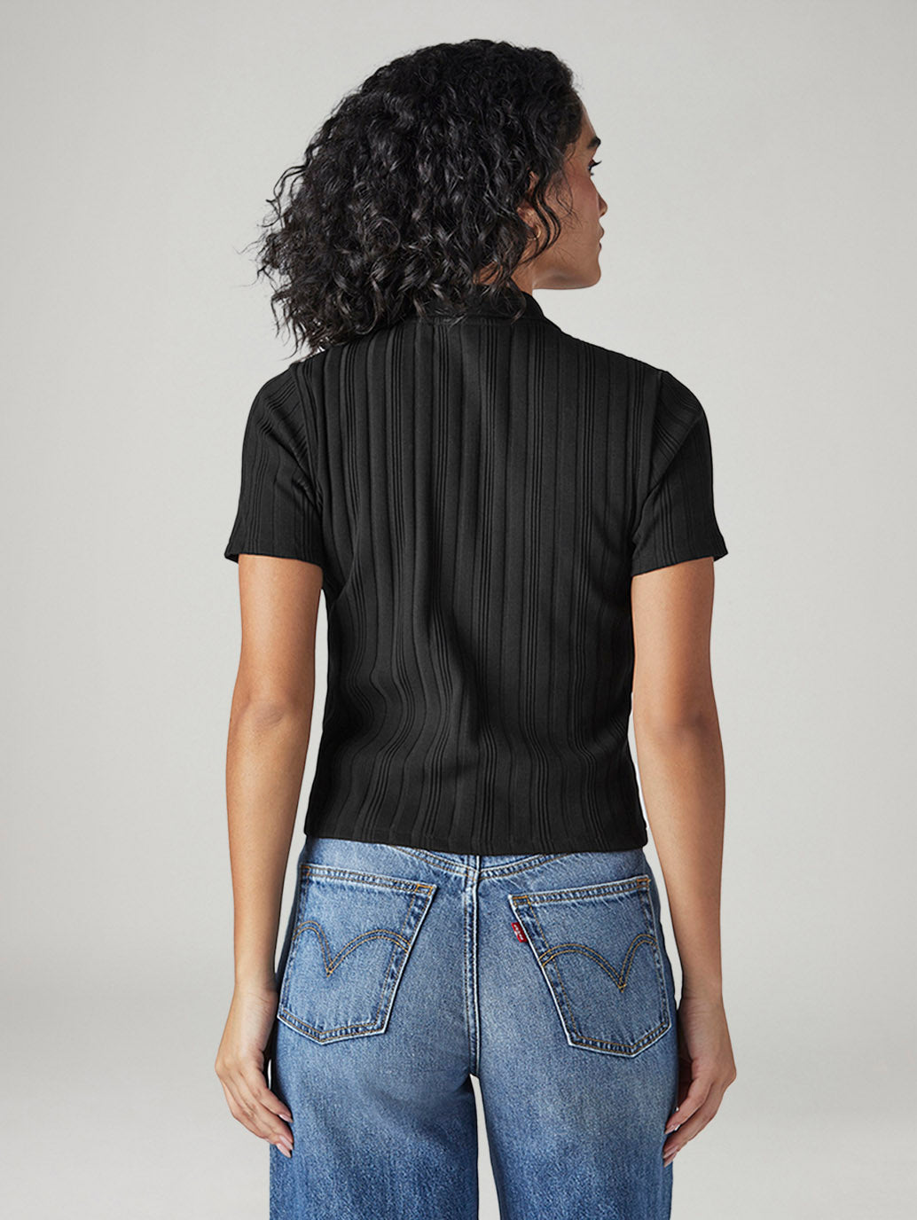 Women's Textured Slim Fit Ribbed Shirt - Back View