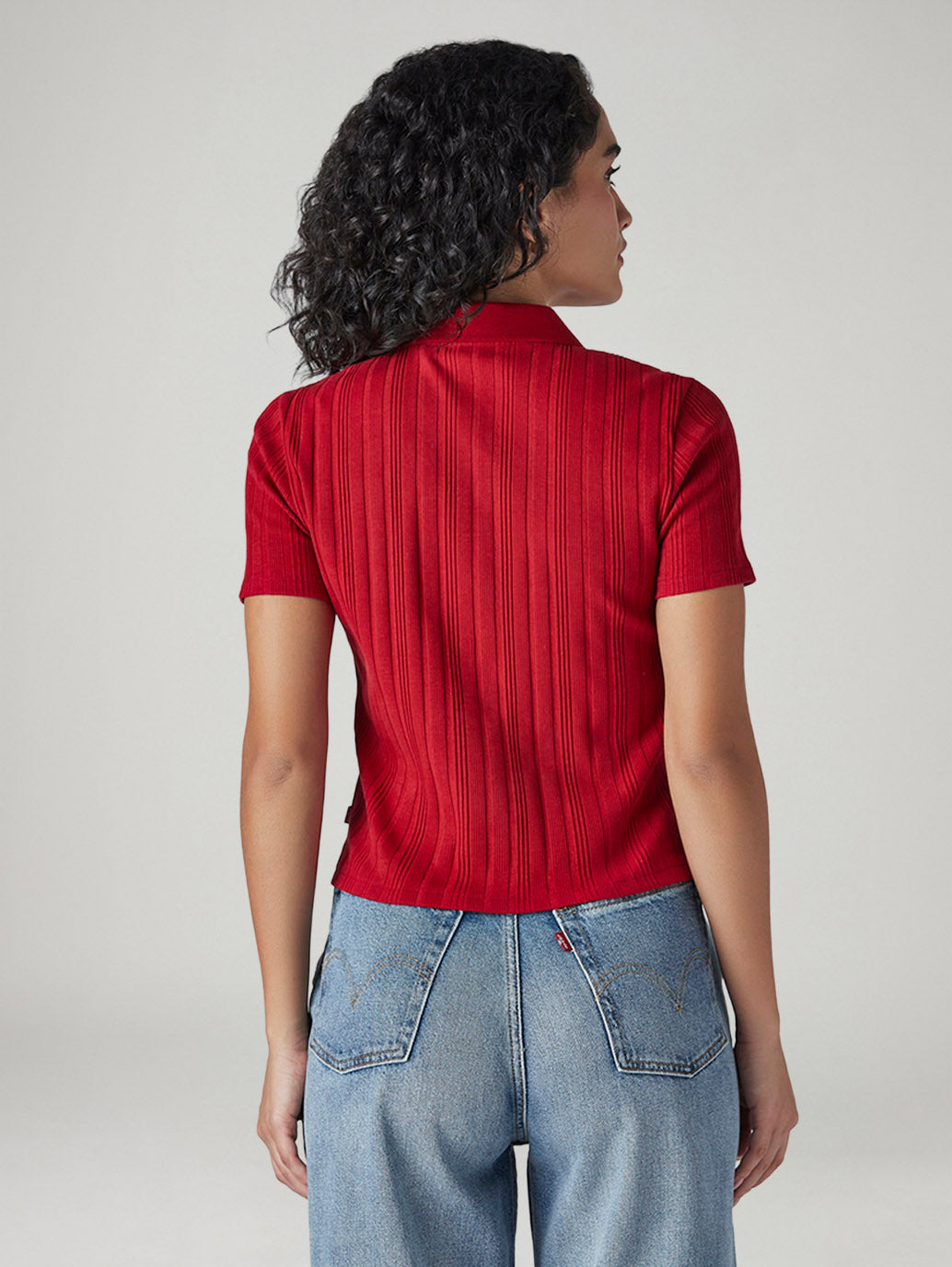 Women's Textured Slim Fit Ribbed Shirt - Back View