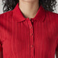 Women's Textured Slim Fit Ribbed Shirt - Detail View