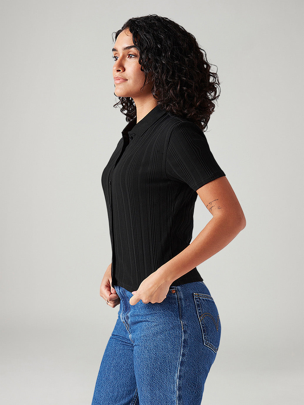 Women's Textured Slim Fit Shirt - Side View