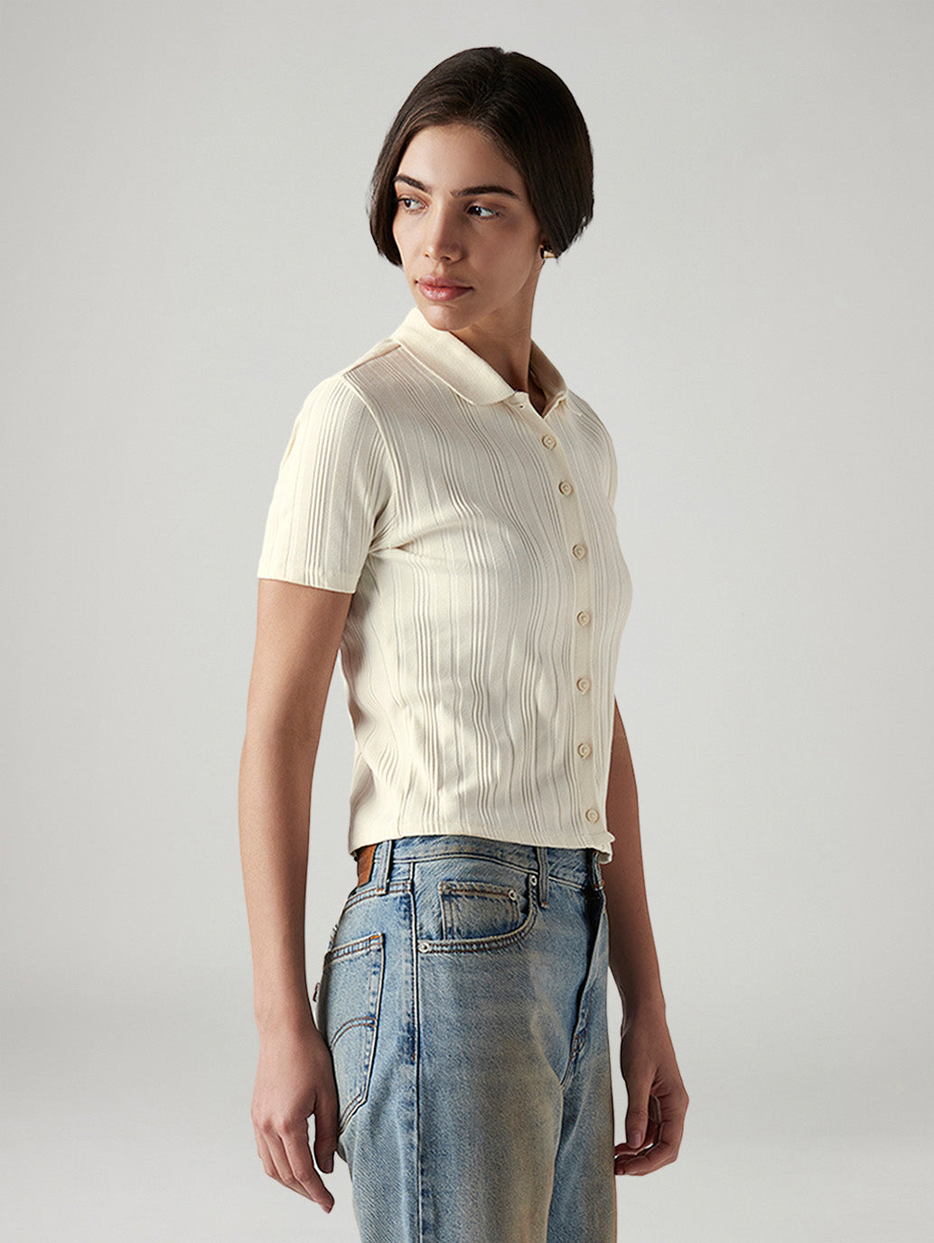 Women's Textured Slim Fit Polo Shirt - 5a2f19ff-1bdf-4edc-8344-7ad1ff3292ee View