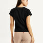 Women's Embroidered Black V-Neck Top - Back View