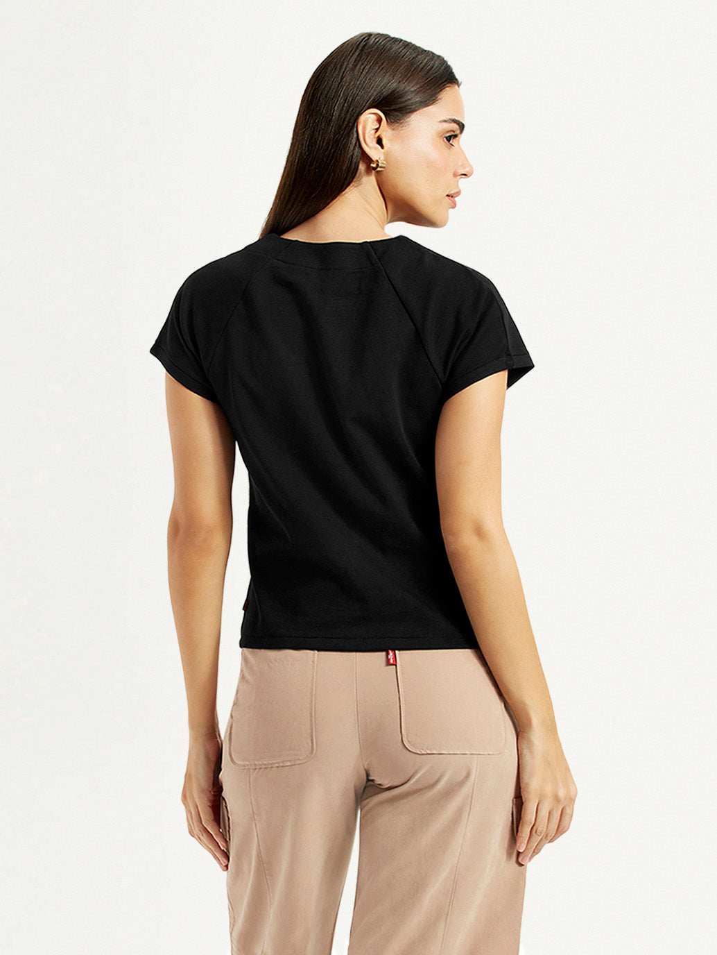 Women's Embroidered Black V-Neck Top - Back View