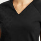 Women's Embroidered Black V-Neck Top - Detail View