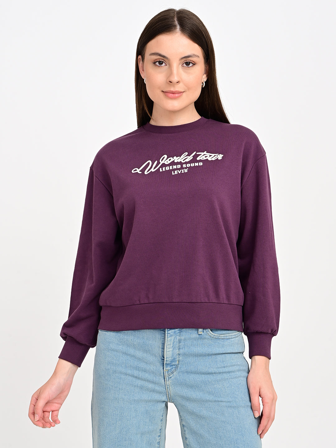 Women's Typography Printed Regular Fit Sweatshirt - jpg View