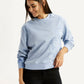 Women's Floral Blue Crew Neck Sweatshirt - Styleshot View