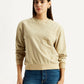 Women's Embroidered Beige Crew Neck Sweatshirt - Styleshot View