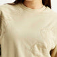 Women's Embroidered Beige Crew Neck Sweatshirt - Detail View