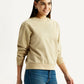 Women's Embroidered Beige Crew Neck Sweatshirt - Side View