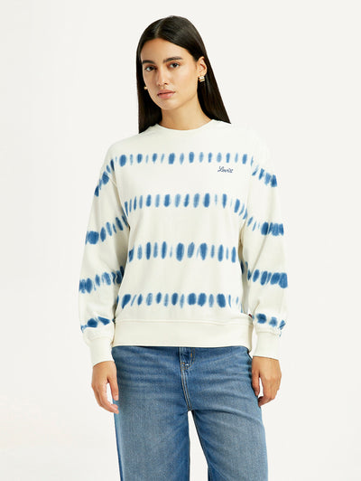 Women's Tie-Dye Off White Crew Neck Sweatshirt