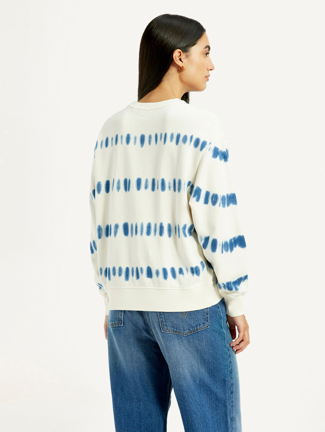 Women's Tie-Dye Off White Crew Neck Sweatshirt - Back View