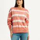 Women's Tie-Dye Peach Crew Neck Sweatshirt - Styleshot View