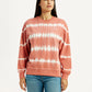 Women's Tie-Dye Peach Crew Neck Sweatshirt - Front View