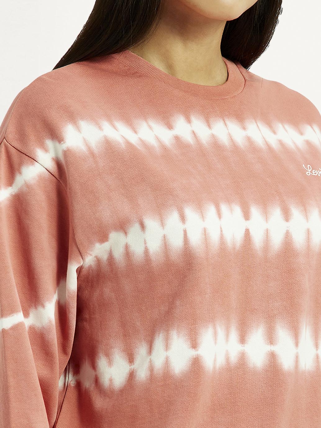 Women's Tie-Dye Peach Crew Neck Sweatshirt - Detail View