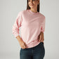 Women's Solid Light Pink Crew Neck Sweatshirt - Styleshot View