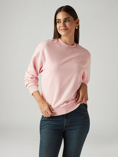 Women's Solid Light Pink Crew Neck Sweatshirt