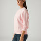 Women's Solid Light Pink Crew Neck Sweatshirt - Side View