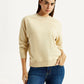 Women's Solid Beige Crew Neck Sweatshirt - Styleshot View
