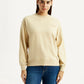 Women's Solid Beige Crew Neck Sweatshirt - Front View